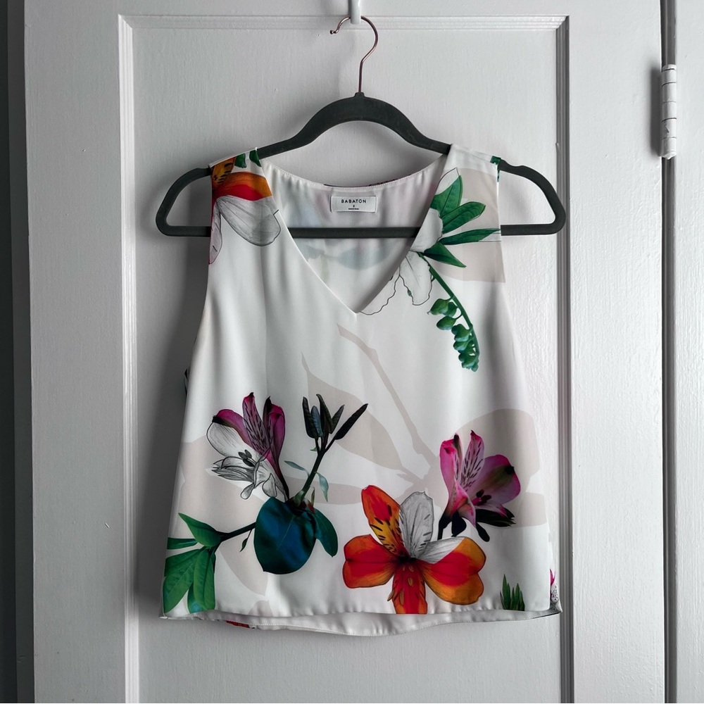 Babaton Floral V-neck Tank Blouse S